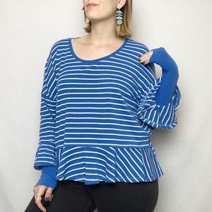 Free People NWOT Roundabout Long Sleeve Stripe Top